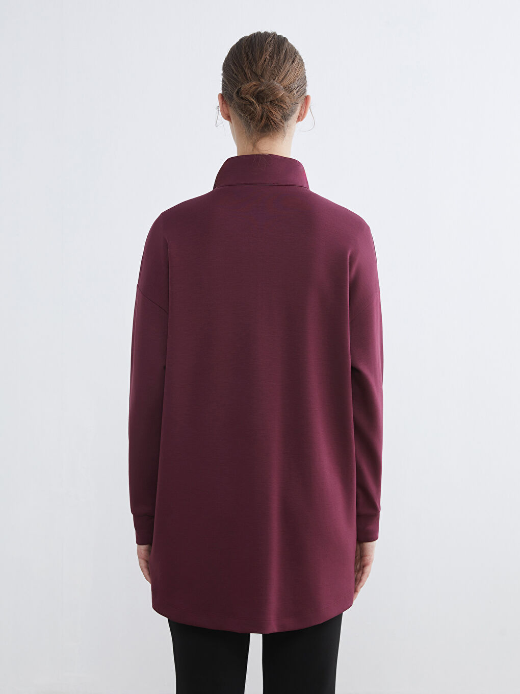 Mürdüm Dik Yaka Kadın Sweatshirt Tunik-3