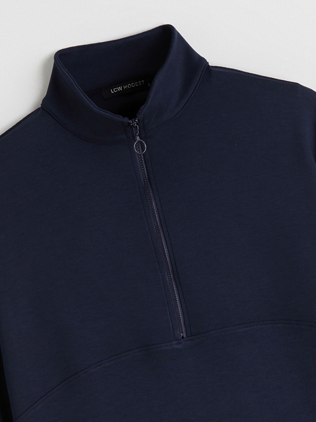 Lacivert Dik Yaka Kadın Sweatshirt Tunik-5