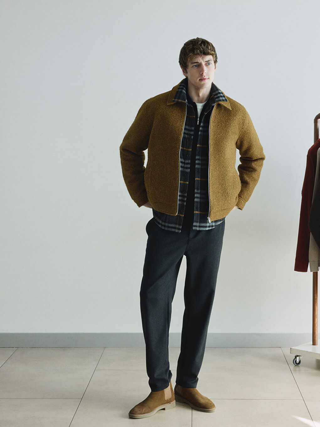 Antrasit Regular Fit Uzun Kollu Ekose Erkek Oduncu Gömlek