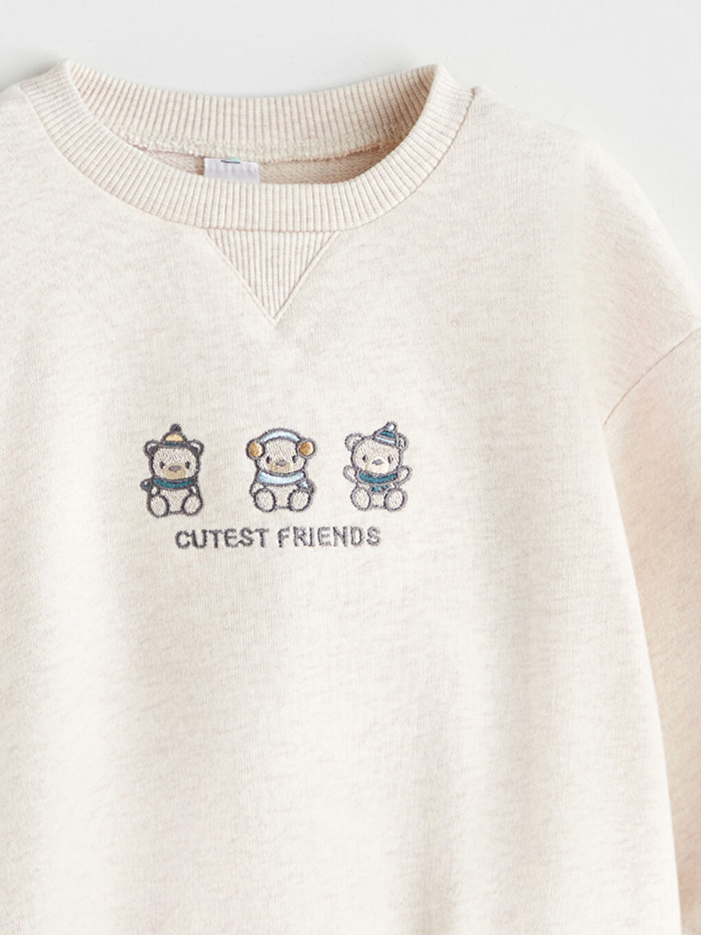 Bej Bisiklet Yaka Baskılı Erkek Bebek Sweatshirt ve Eşofman Alt 2'li-7