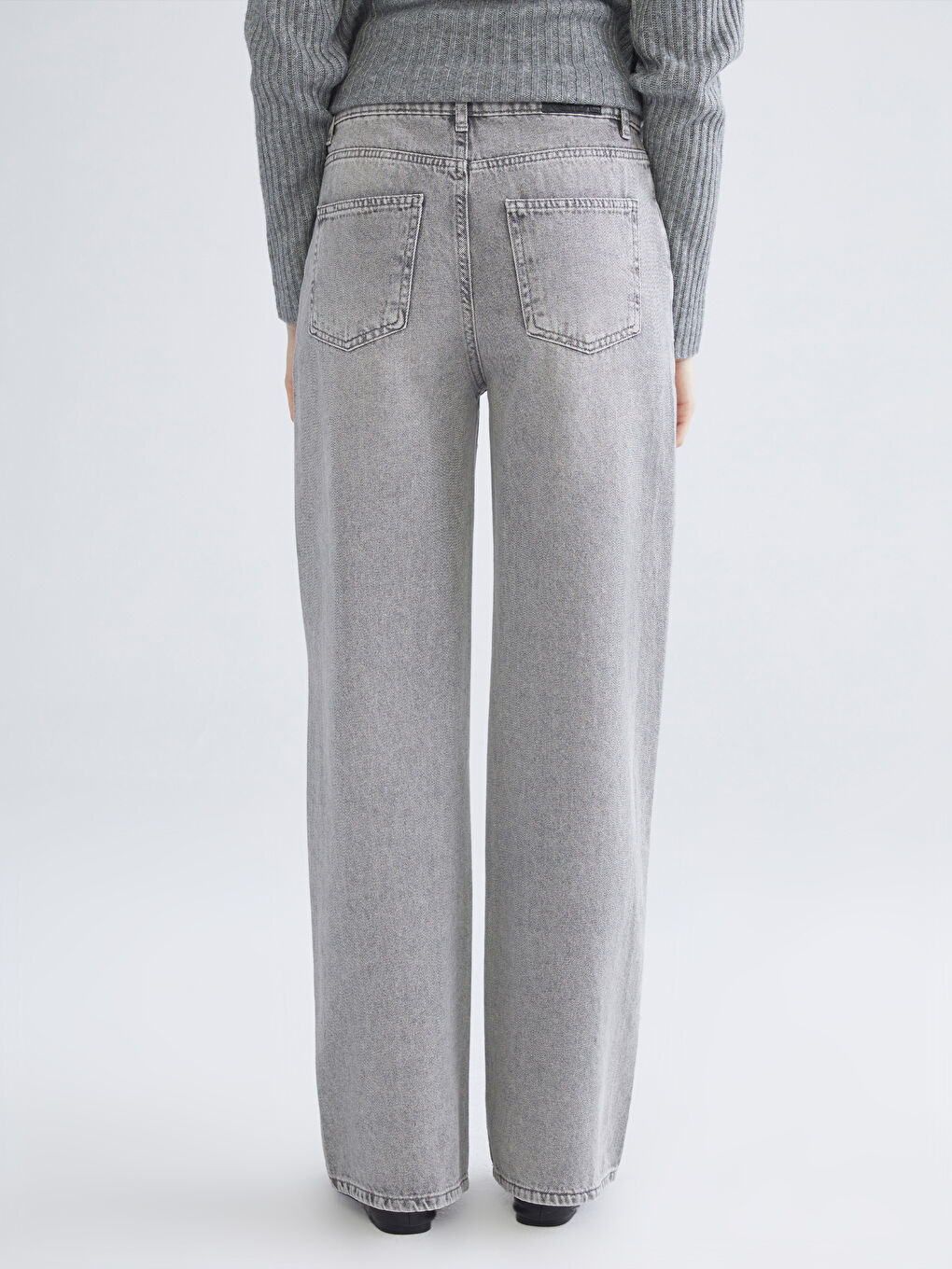Gri Wideleg Kadın Jean Pantolon-4