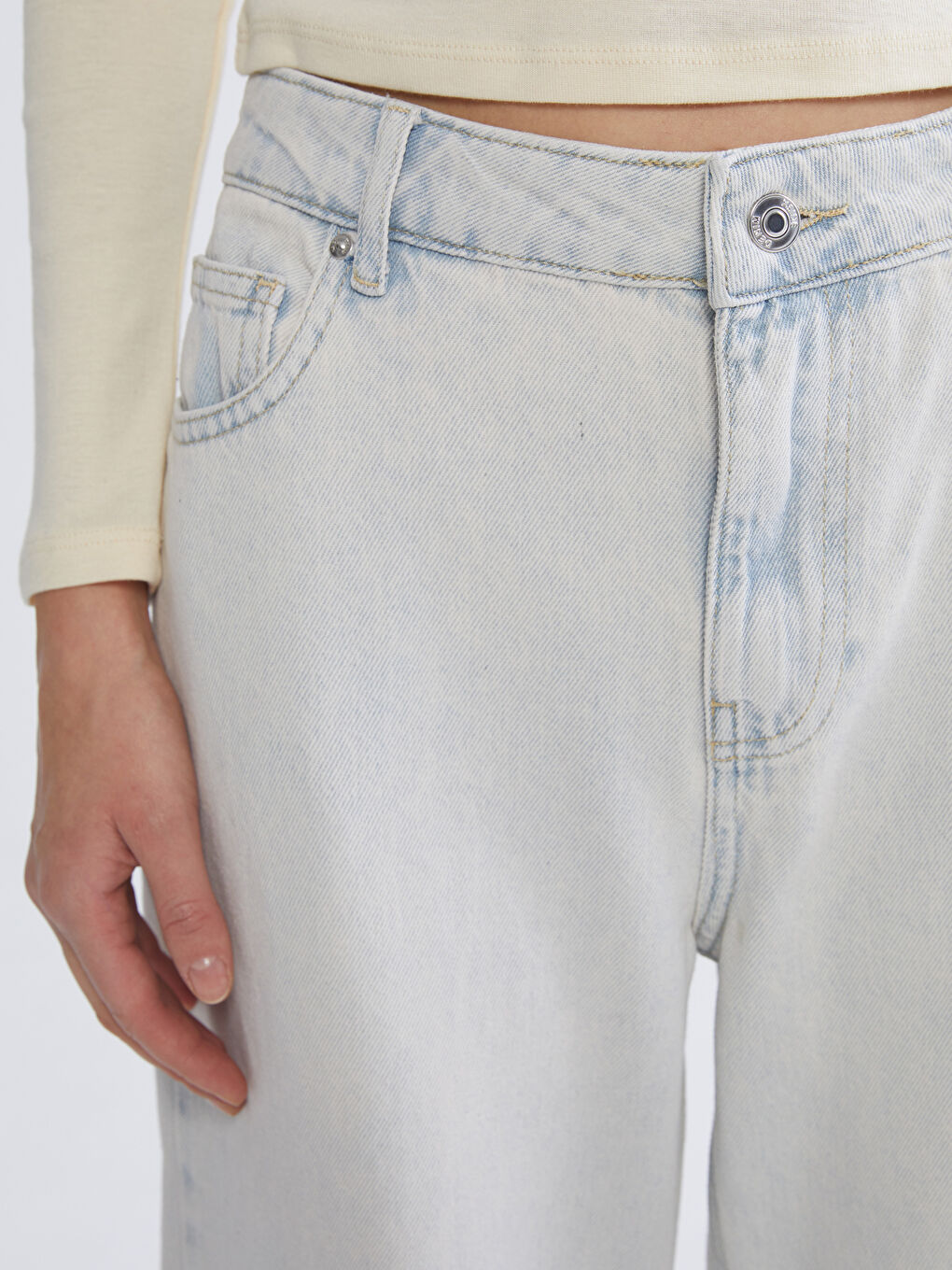 Mavi Wideleg Kadın Jean Pantolon-5