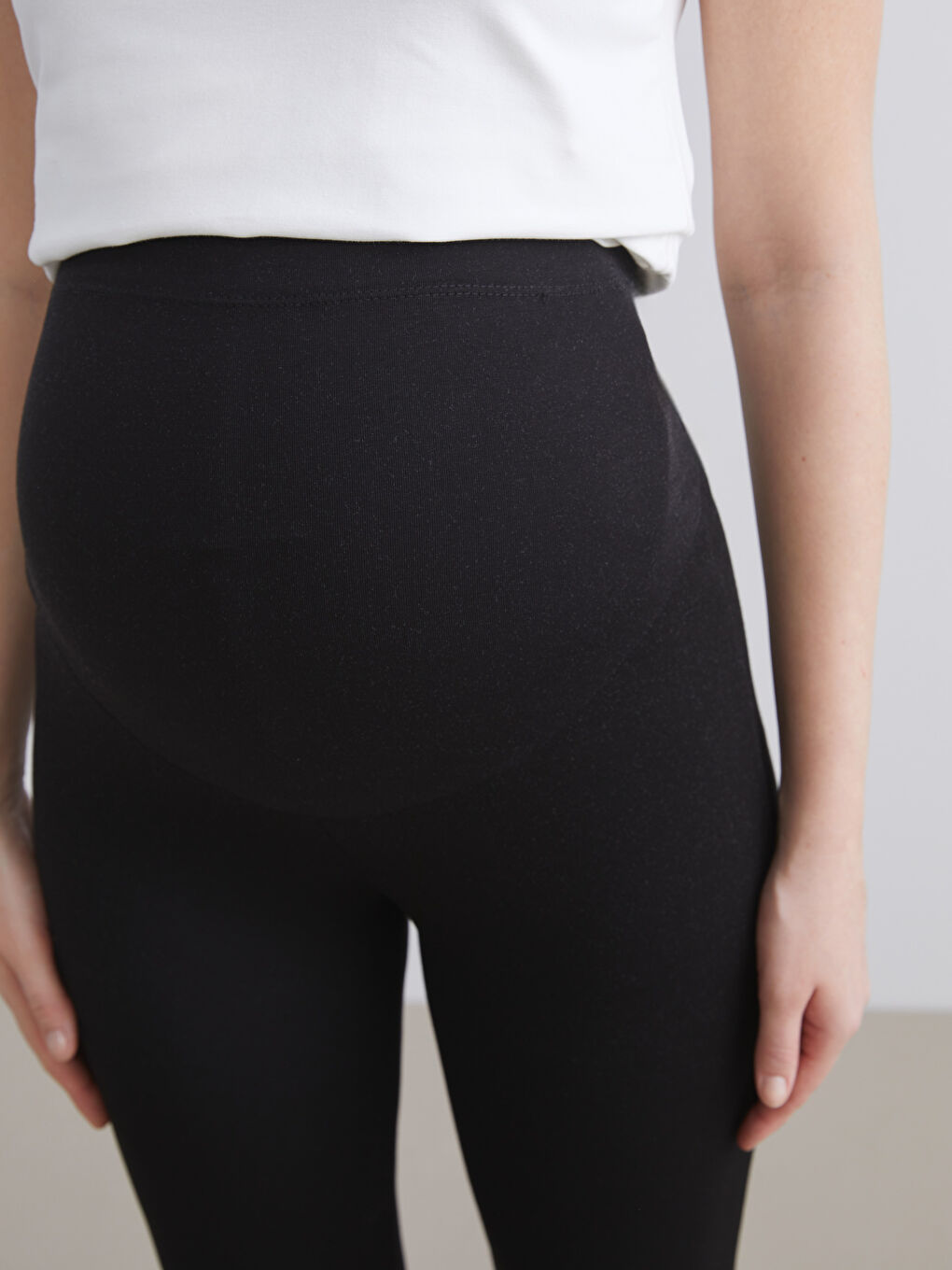 Siyah Beli Lastikli İspanyol Paça Kadın Tayt-2