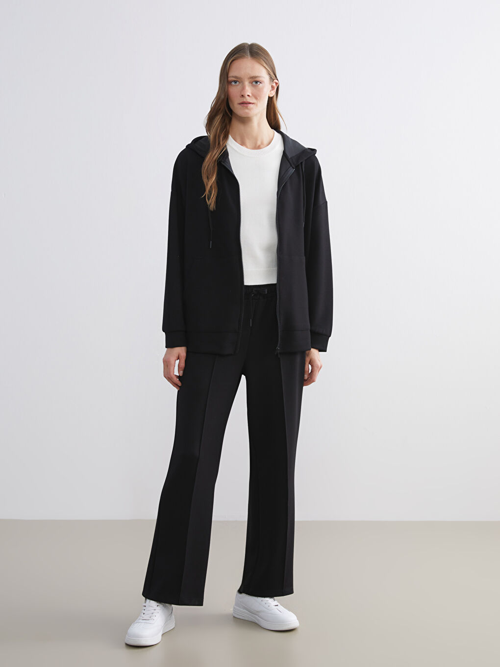 Siyah Beli Lastikli Kadın Eşofman Altı