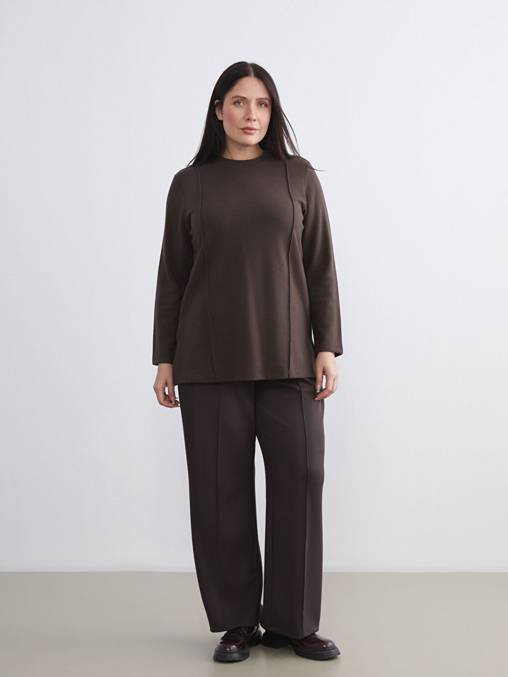 Kahverengi Beli Lastikli Kadın Eşofman Altı-1