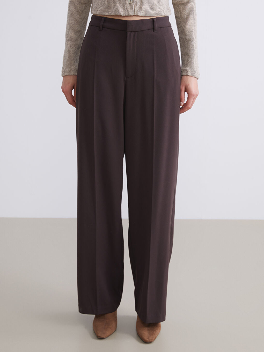 Regular Fit Wide Leg Women's Trousers-1