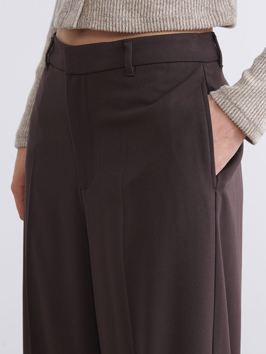 Regular Fit Wide Leg Women's Trousers-2