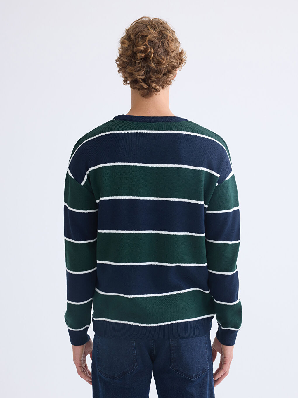 Crew Neck Striped Men's Knitwear Sweater-3