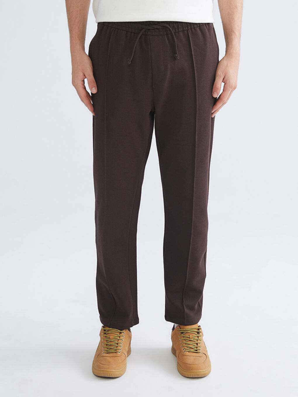 Kahverengi Standart Kalıp Erkek Pantolon-1