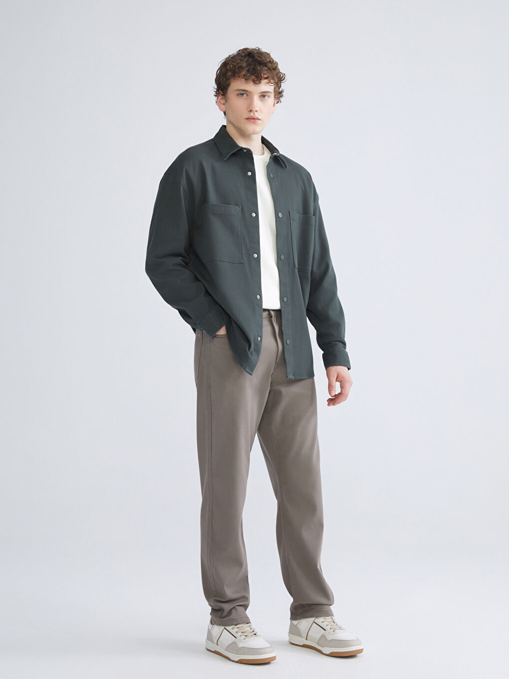 Standard Fit Dobby Fabric Men's Trousers