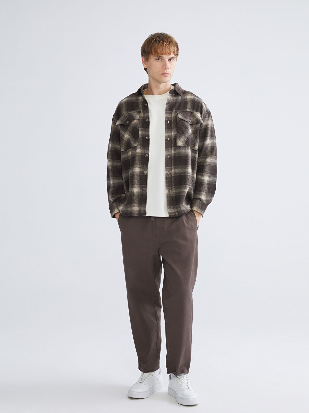 Relaxed Fit Twill Men's Trousers