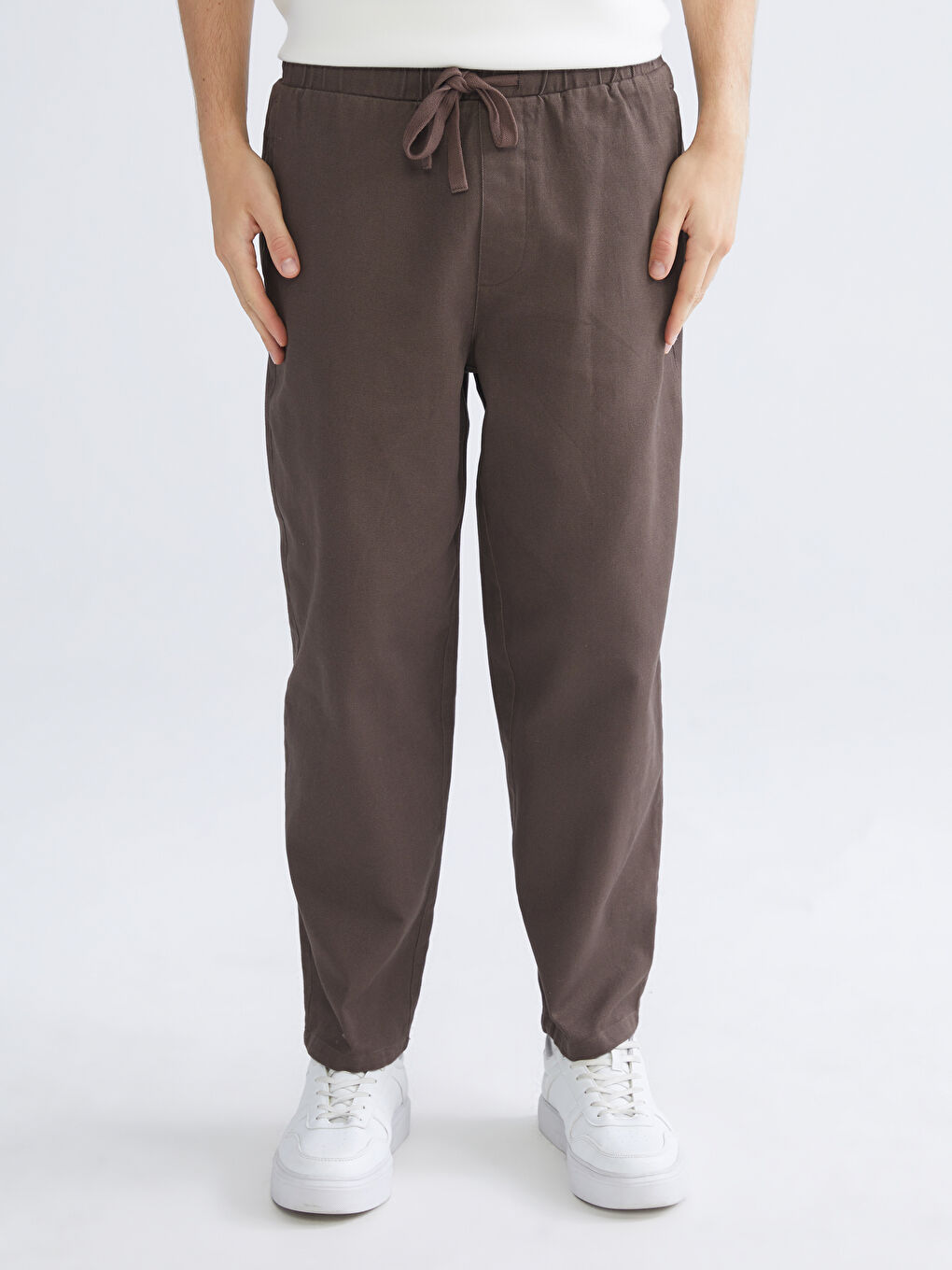 Relaxed Fit Twill Men's Trousers-1