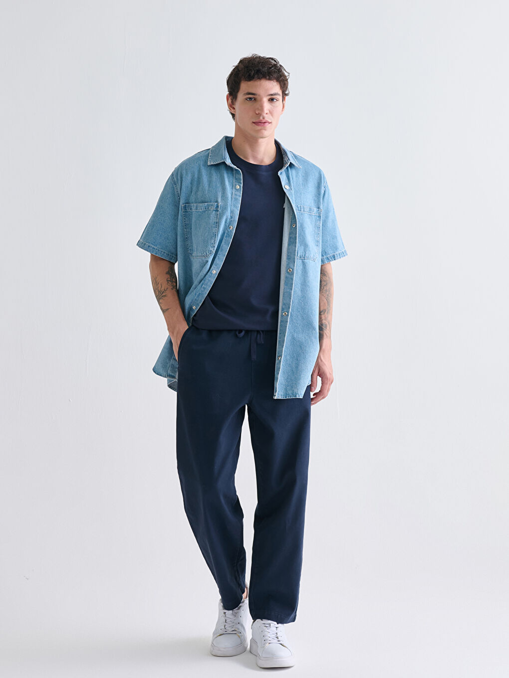 Relaxed Fit Twill Men's Trousers