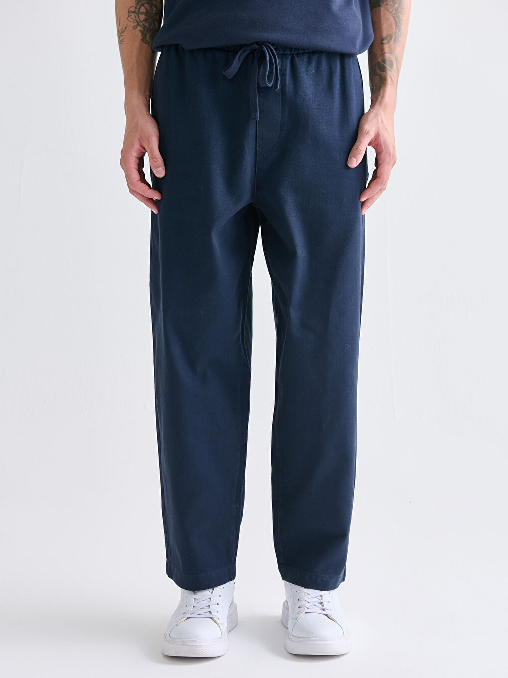Relaxed Fit Twill Men's Trousers-1