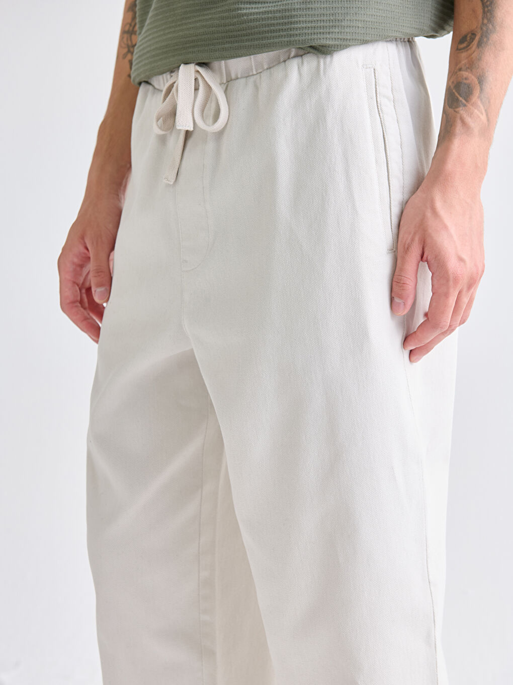 Relaxed Fit Twill Men's Trousers-2