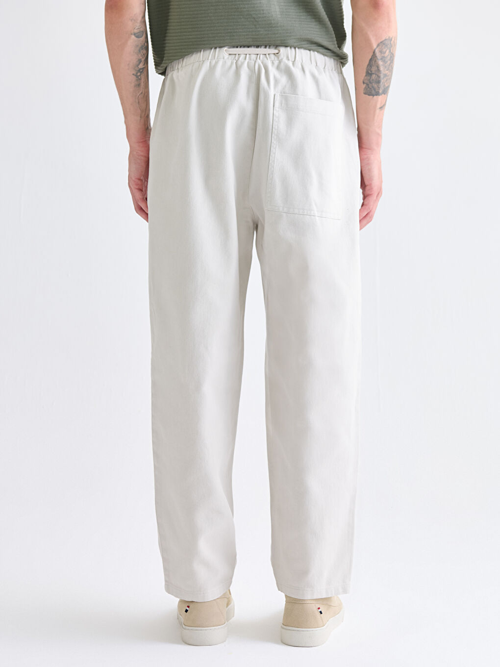 Relaxed Fit Twill Men's Trousers-3