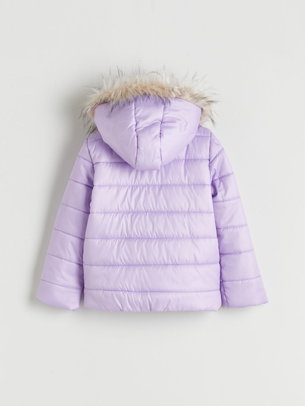 Lila Kapüşonlu Kız Çocuk Şişme Mont-1