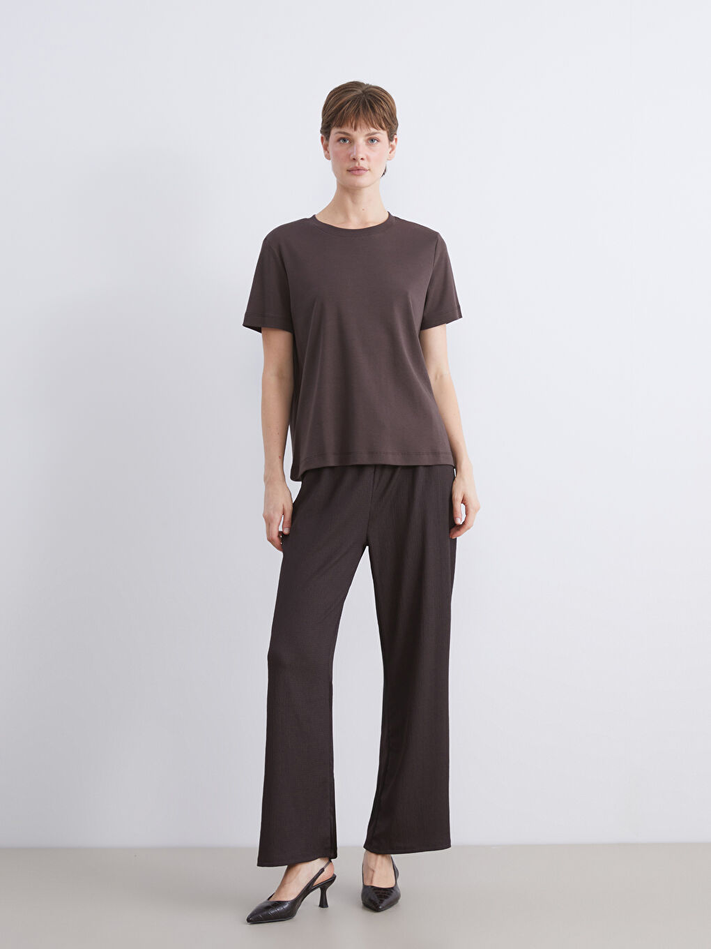LCW Comfort Elasticated Waist Textured Women's Trousers -W5I554Z8-HMK