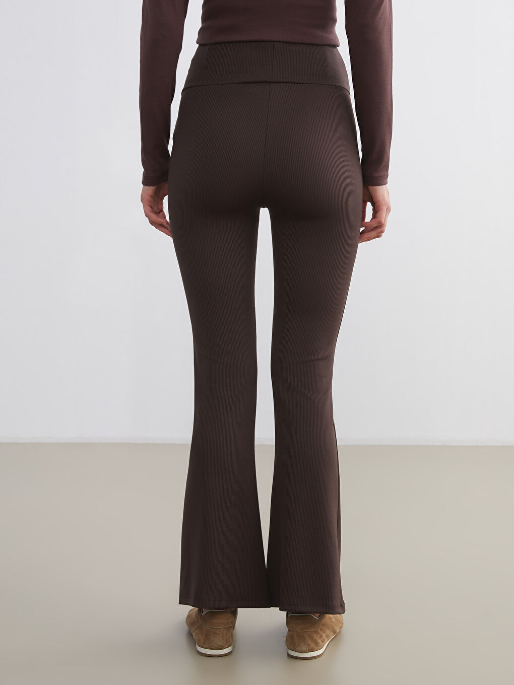 Kahverengi Karın Panelli İspanyol Paça Hamile Tayt Pantolon-3