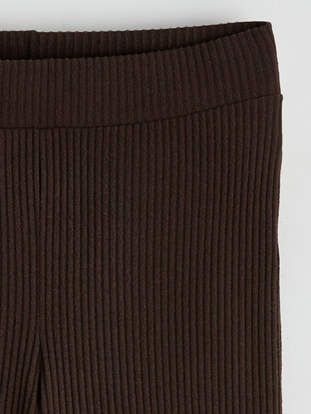 Kahverengi Büyük Beden Beli Lastikli Dokulu Kadın Pantolon-5