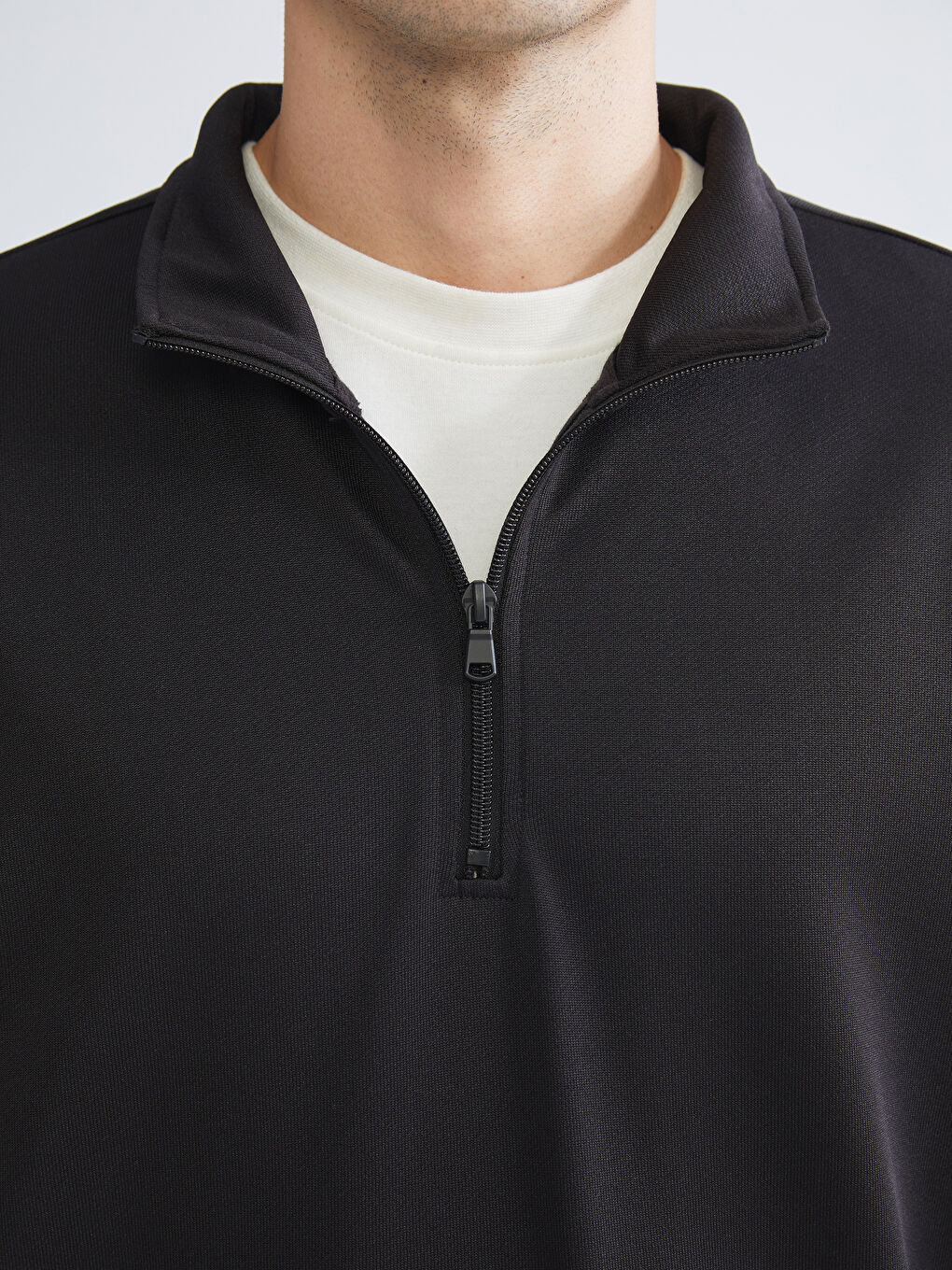 Loose Fit Stand Collar Long Sleeve Men's Sweatshirt-2