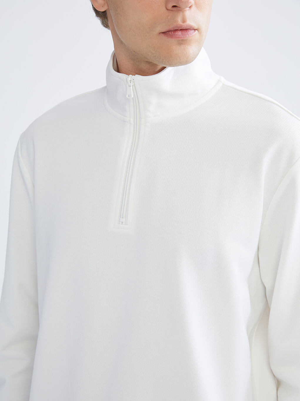 Loose Fit Stand Collar Long Sleeve Men's Sweatshirt-2