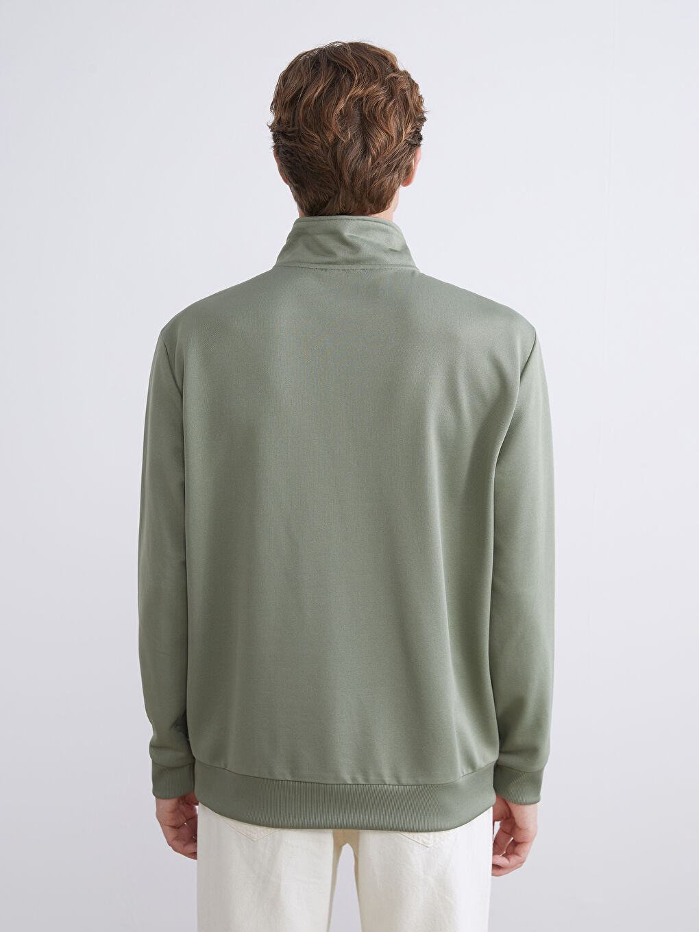 Loose Fit Stand Collar Long Sleeve Men's Sweatshirt-4