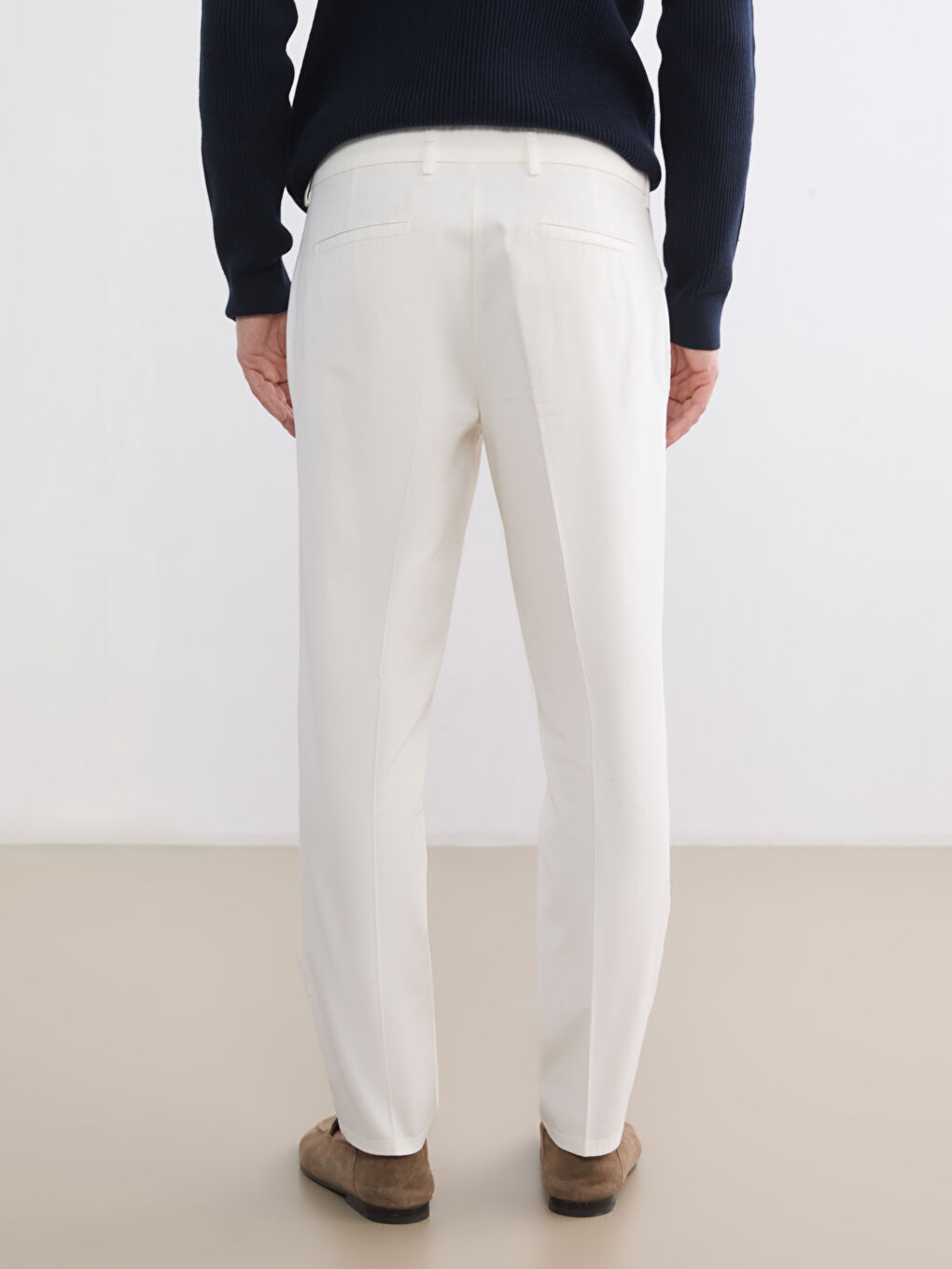 Ekru Standart Kalıp Gabardin Erkek Pantolon-6