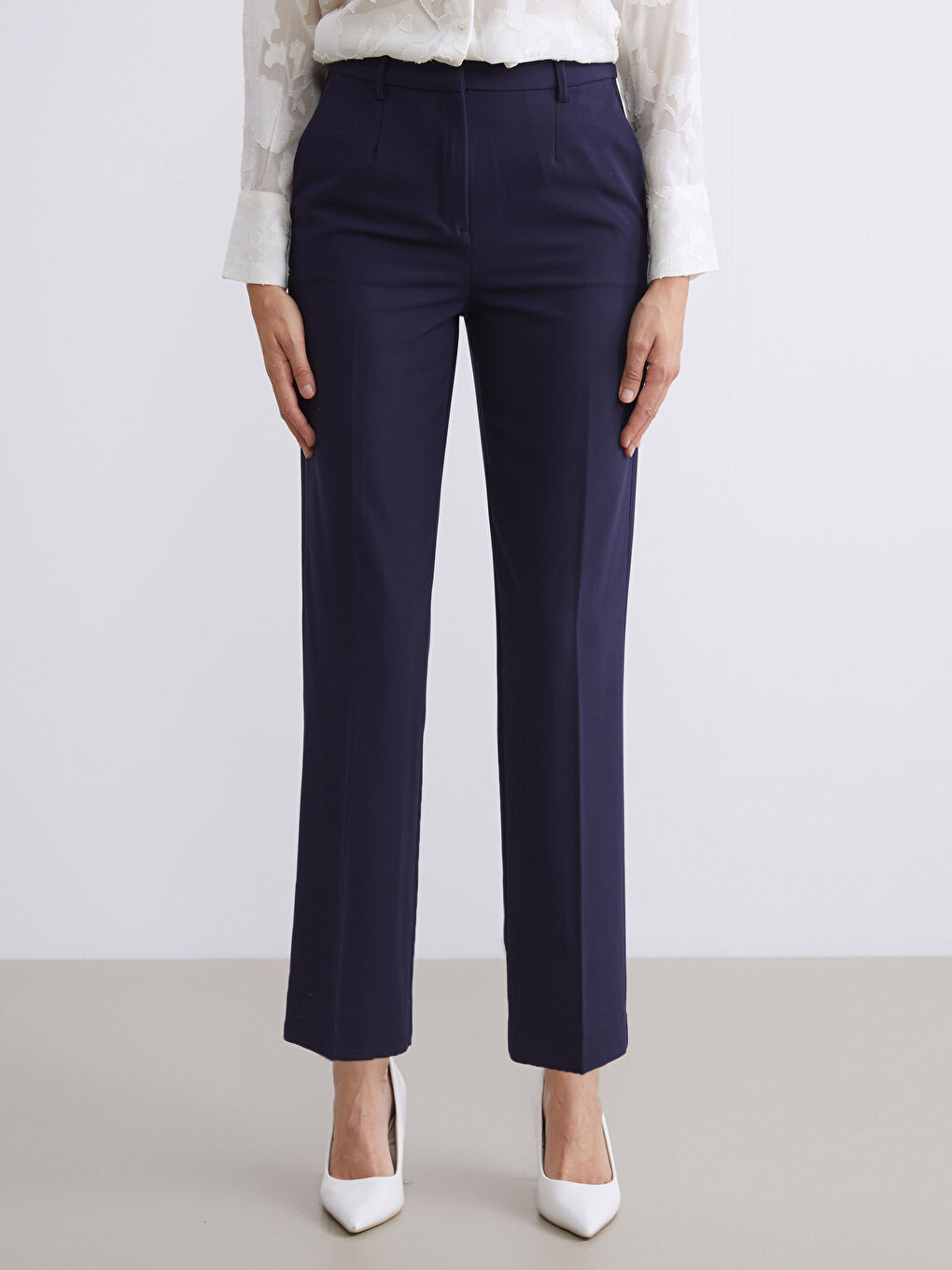 Slim Fit Women's Cigarette Trousers-1