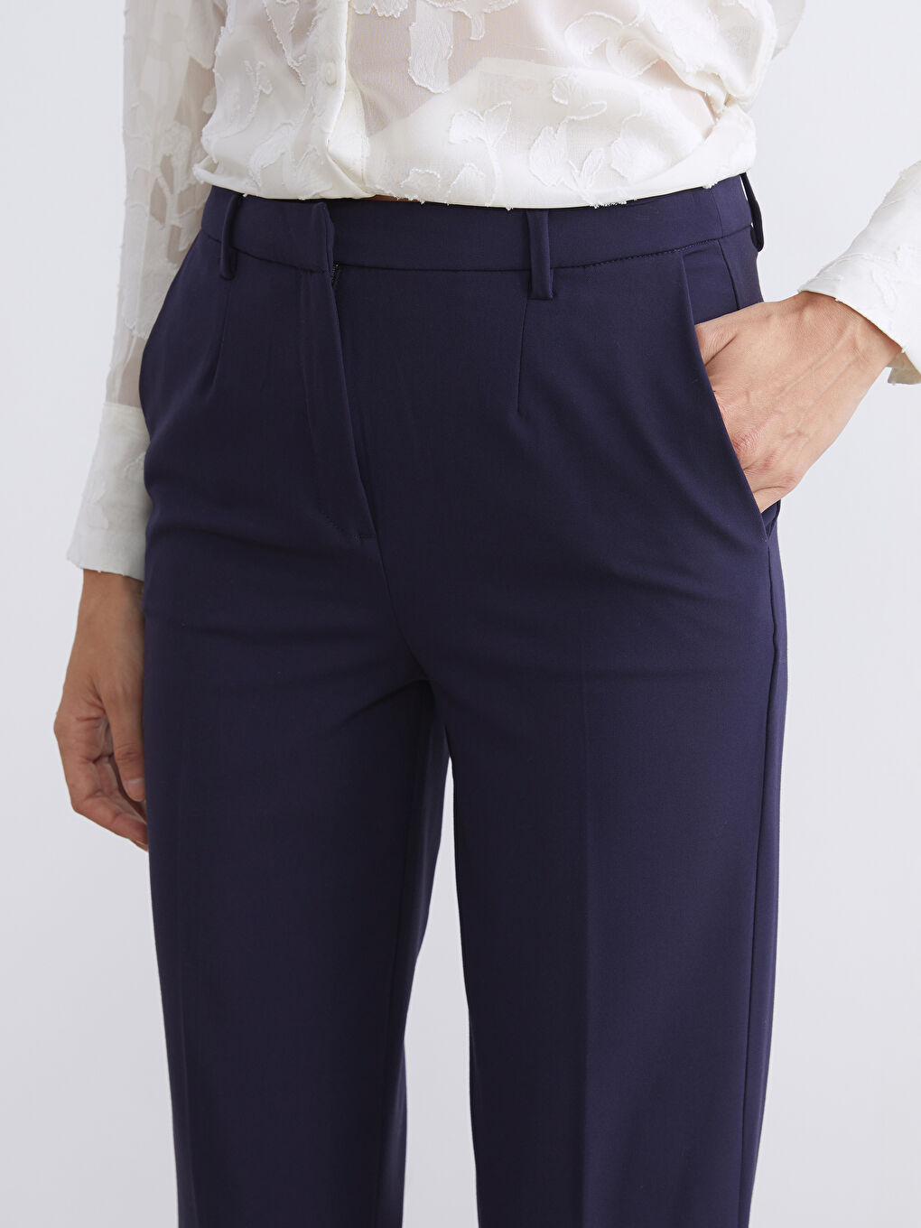 Slim Fit Women's Cigarette Trousers-2