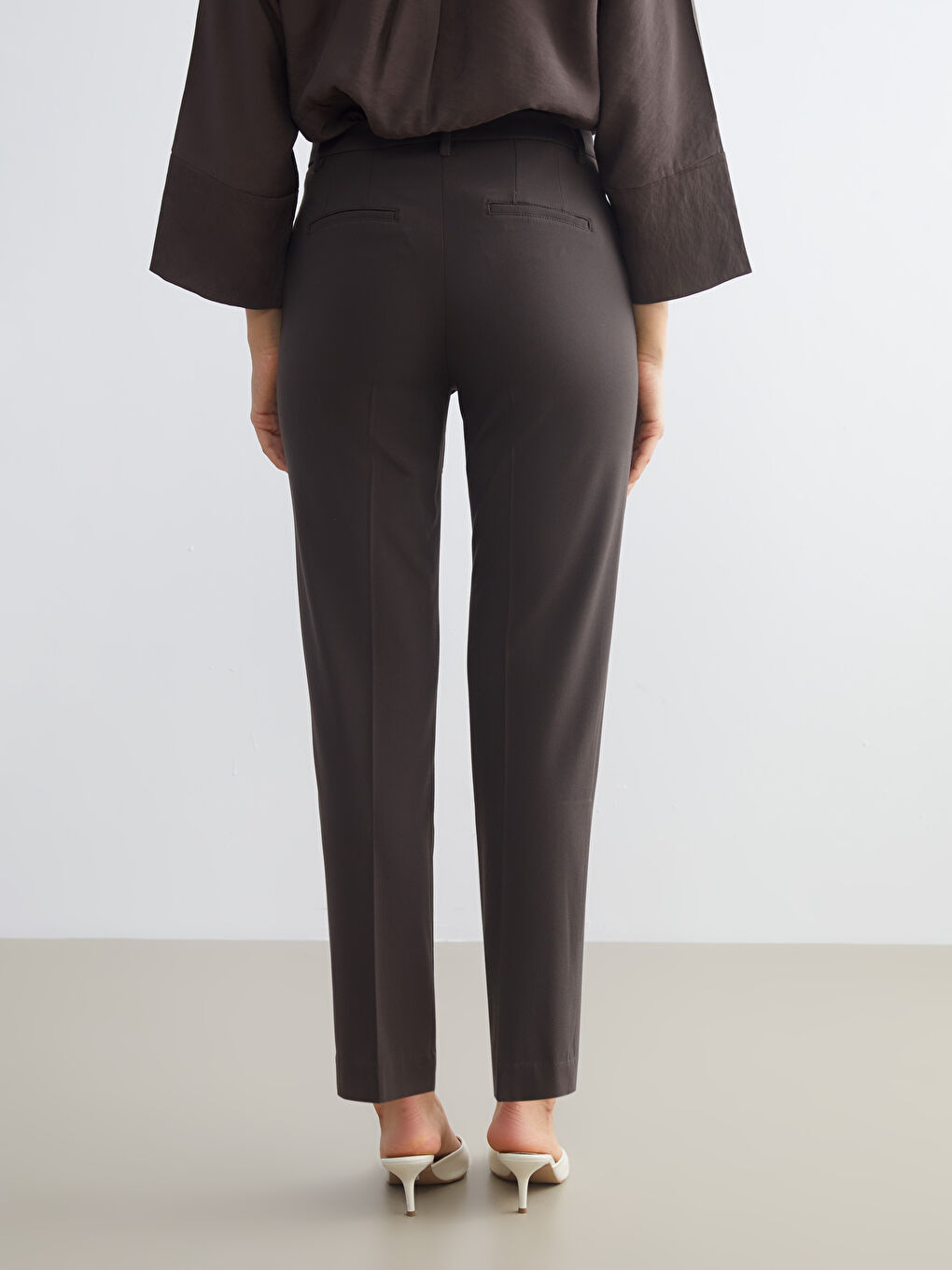 Slim Fit Women's Cigarette Trousers-3