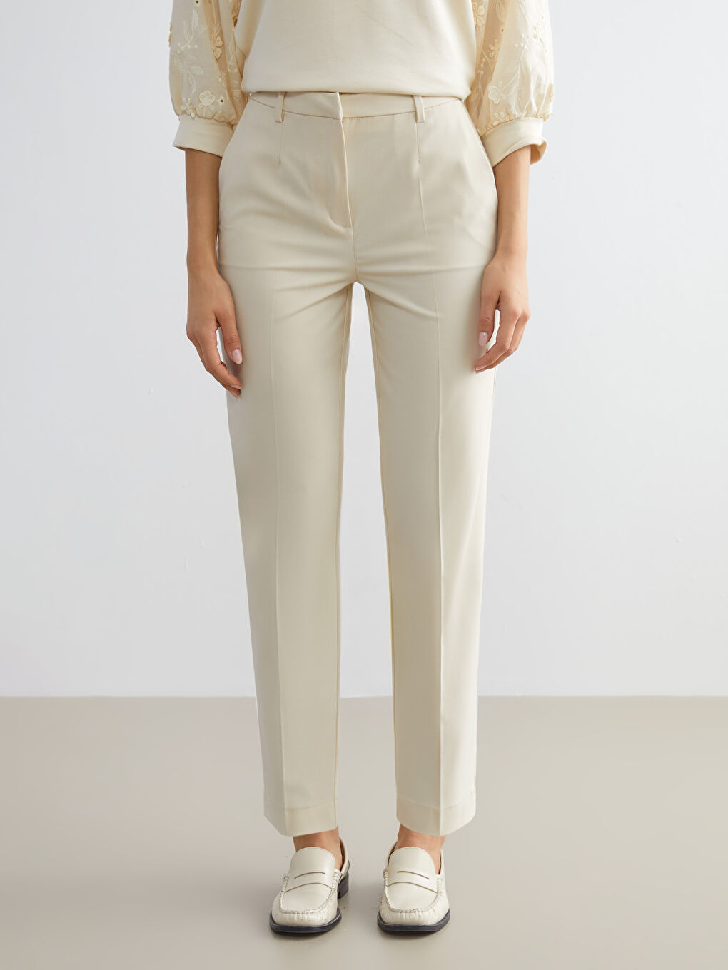 Slim Fit Women's Cigarette Trousers-1
