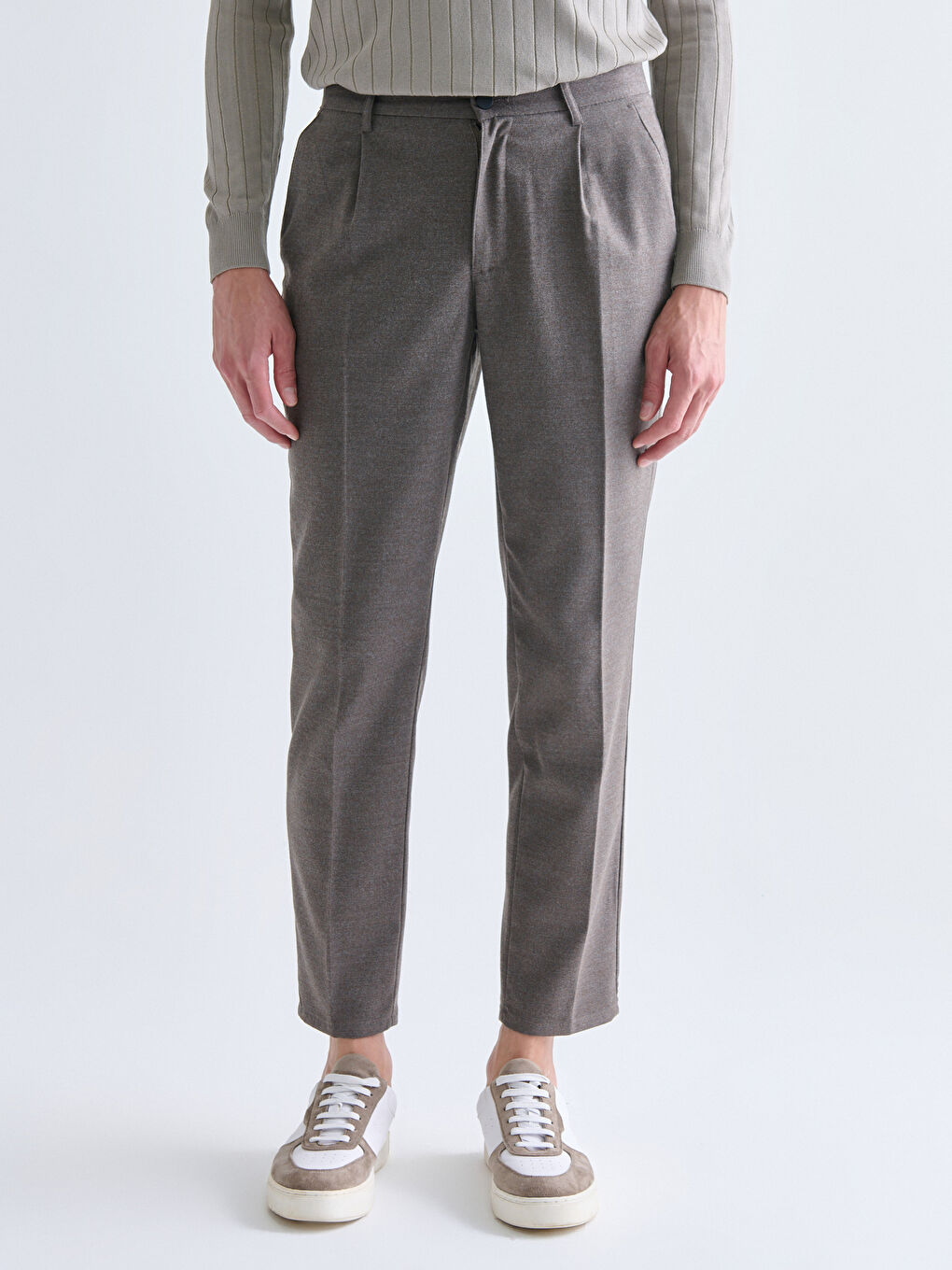 Bej Standart Kalıp Erkek Pantolon-1