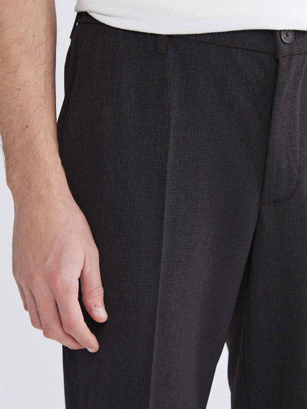 Kahverengi Standart Kalıp Erkek Pantolon-2