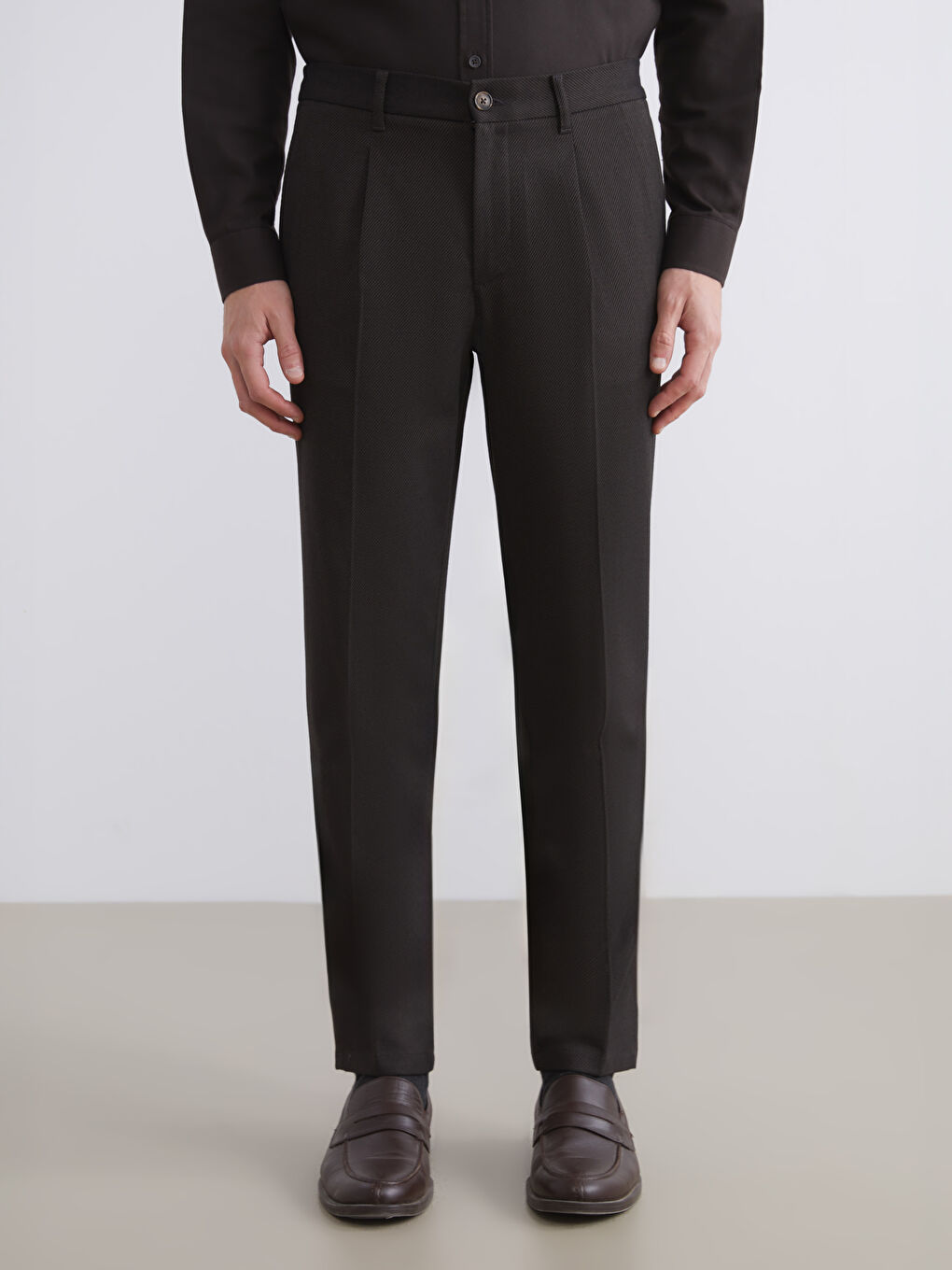 Kahverengi Standart Kalıp Erkek Pantolon-3