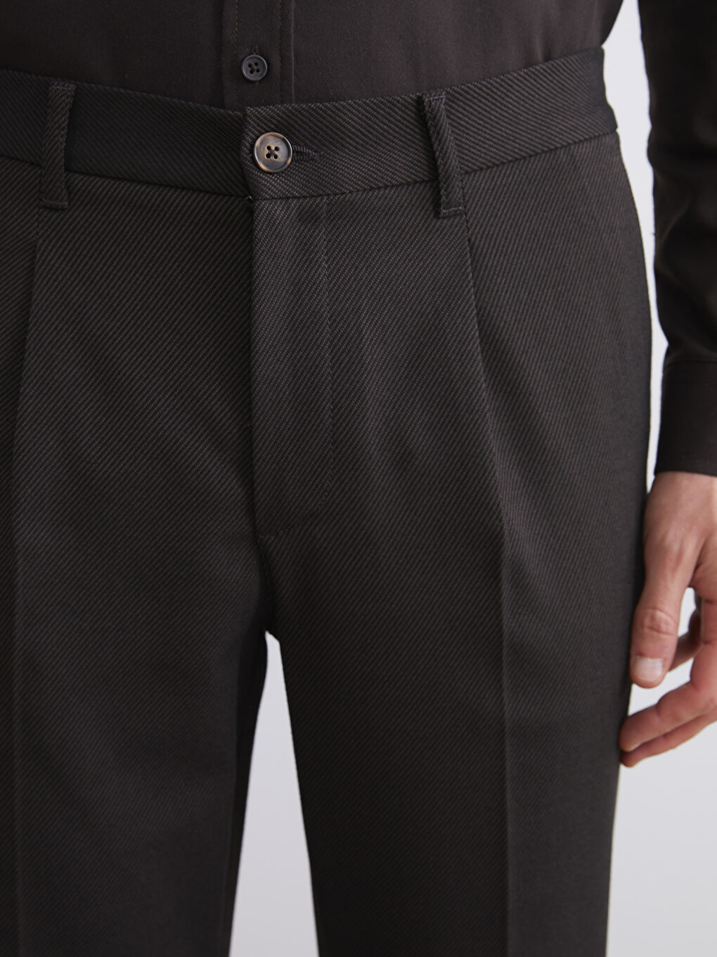 Kahverengi Standart Kalıp Erkek Pantolon-5