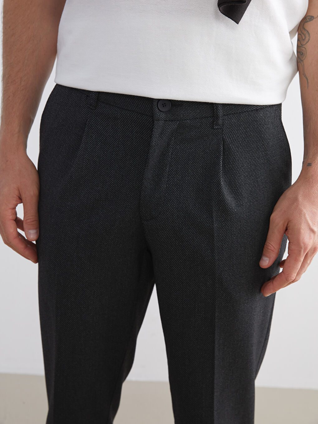 Antrasit Standart Kalıp Erkek Pantolon-2