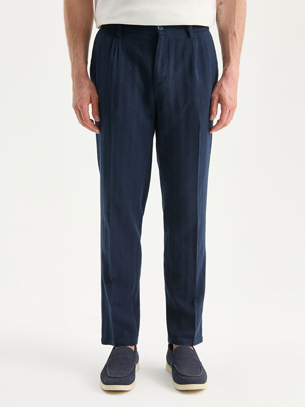 Standard Fit Linen Blend Men's Trousers-1