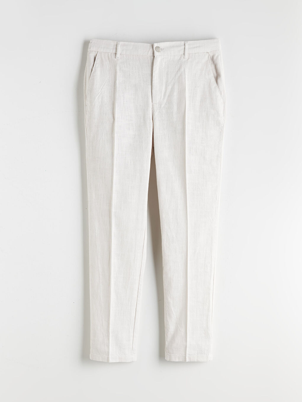 بنطلون للرجال بمظهر الكتان بقصة عادية-4