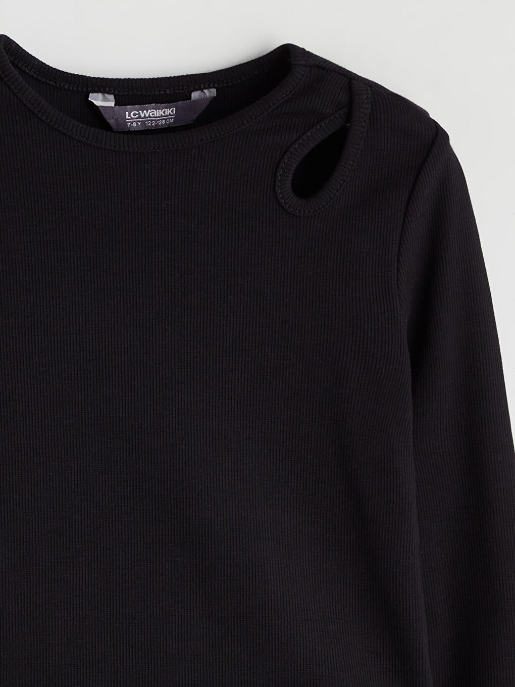 Siyah Bisiklet Yaka Kız Çocuk Tişört-1