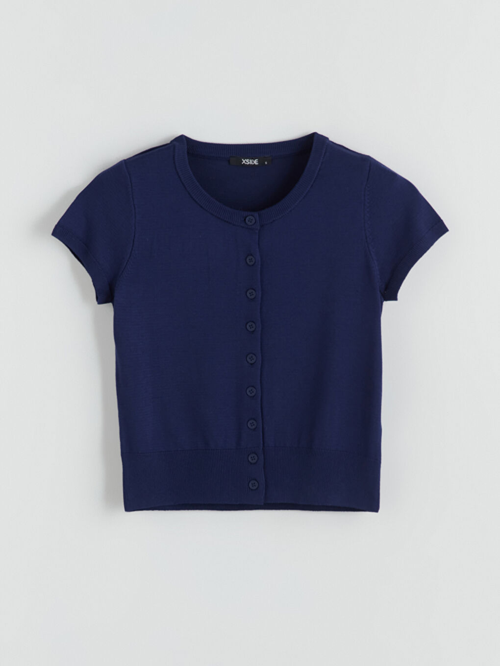 Lacivert Bisiklet Yaka Kadın Triko Hırka-4