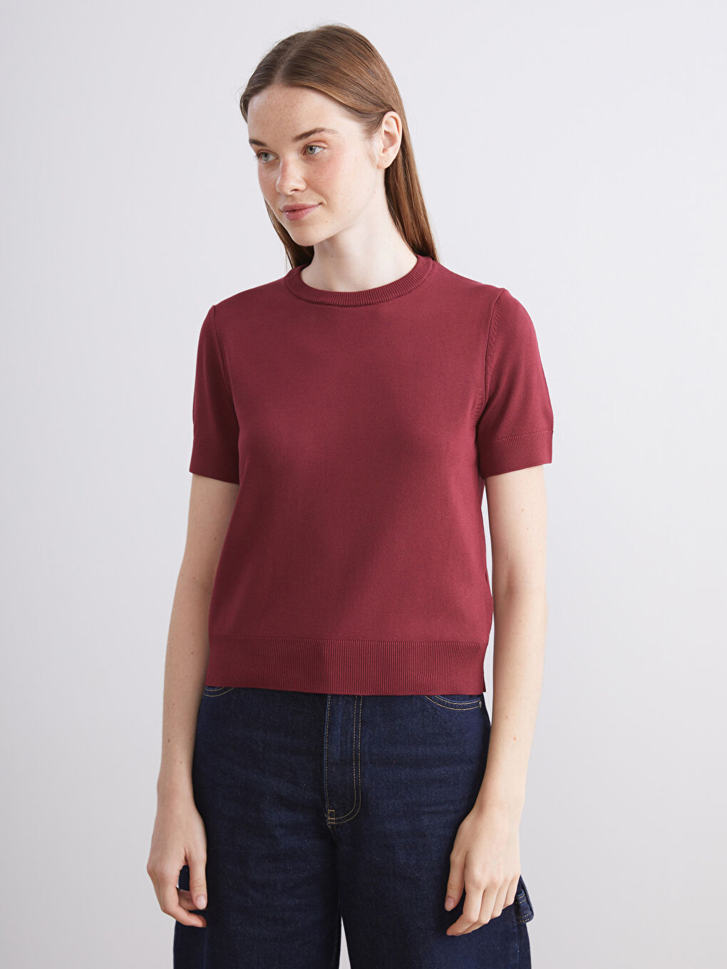 سترة تريكو بياقة دائرية للسيدات