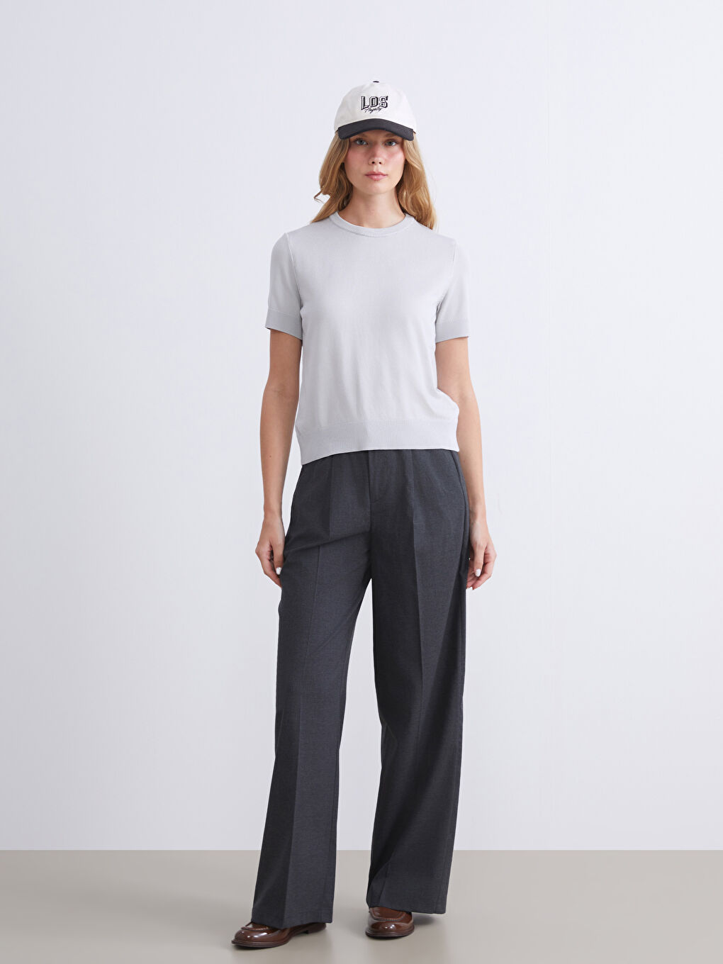 Gri Bisiklet Yaka Kadın Triko Kazak-1