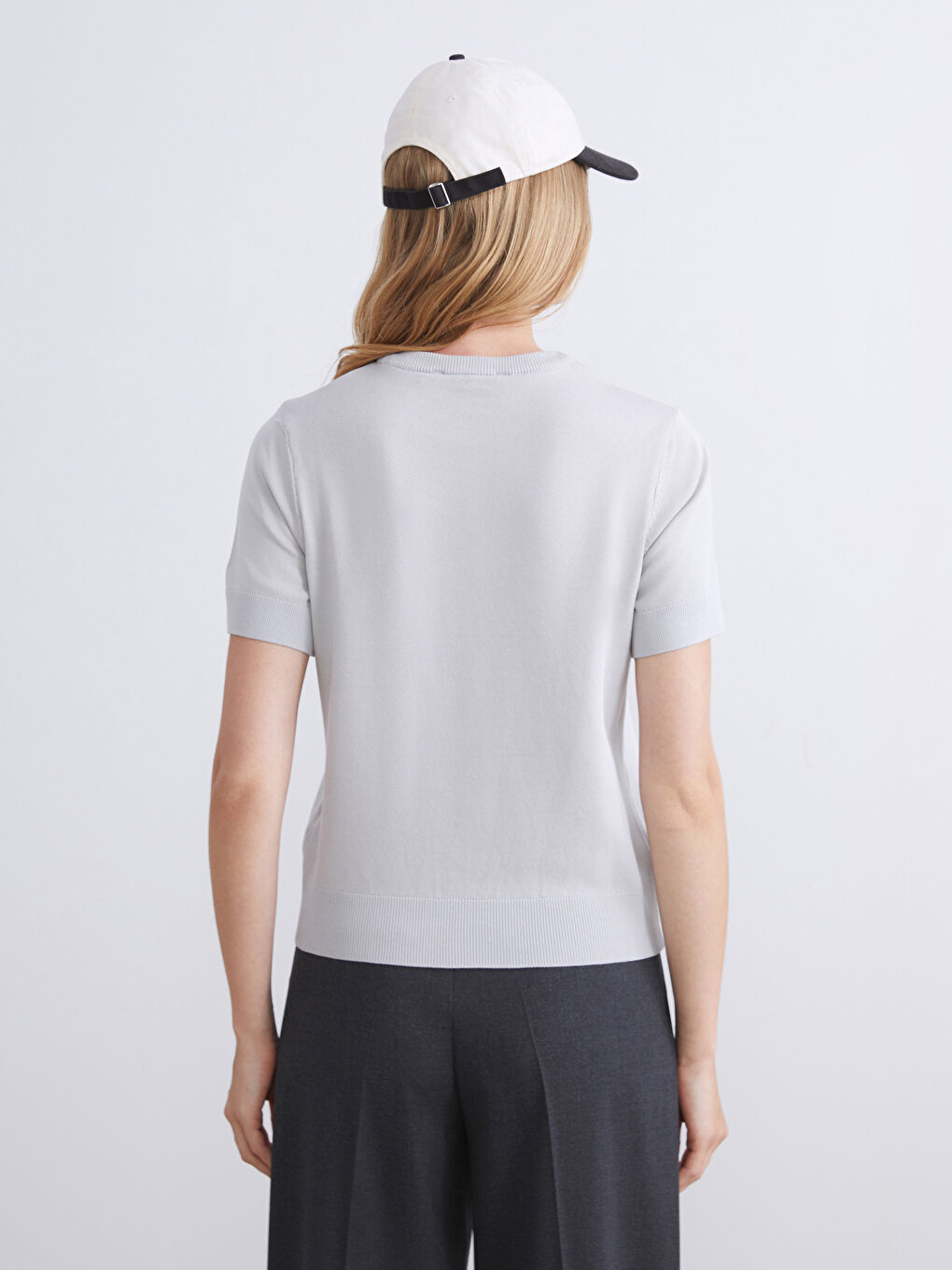 Gri Bisiklet Yaka Kadın Triko Kazak-3