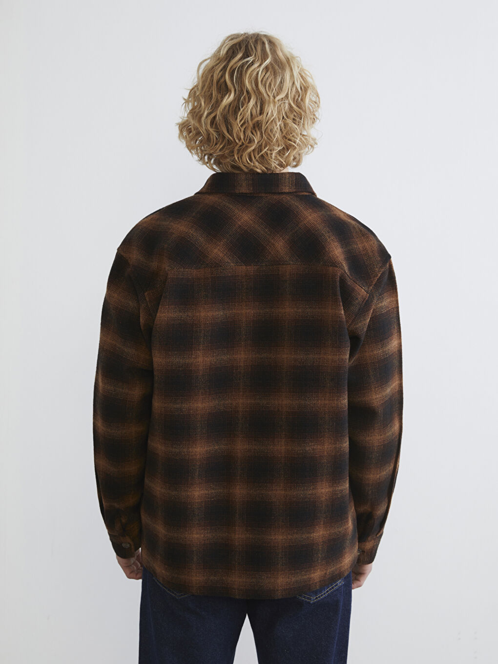 Kahverengi Regular Fit Ekose Erkek Oduncu Gömlek Ceket-3