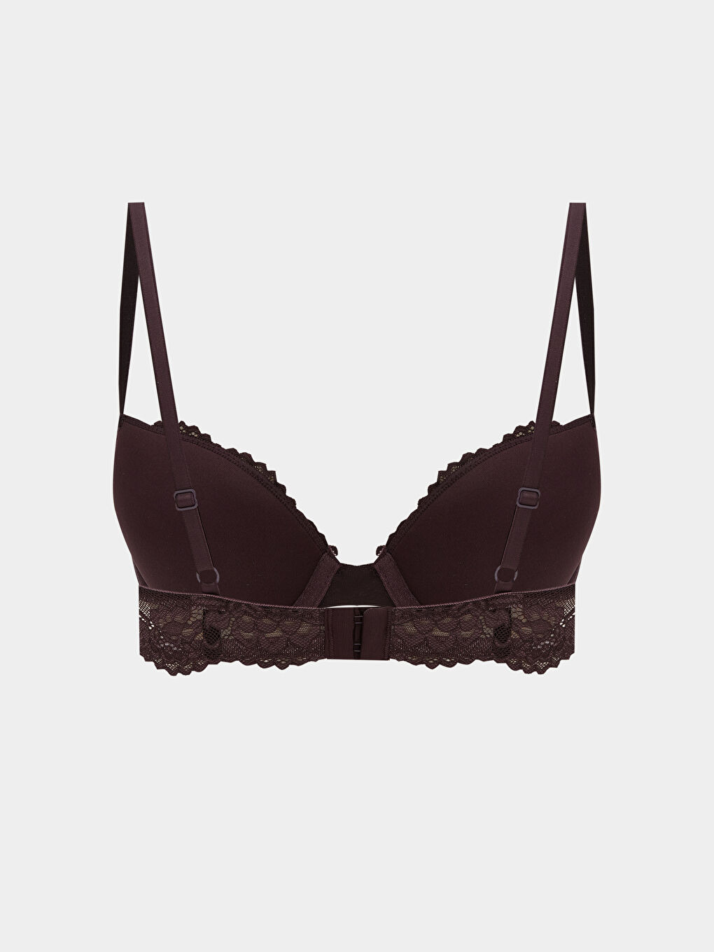 Mürdüm Balenli Dolgusuz Dantelli Tişört Sütyen-1