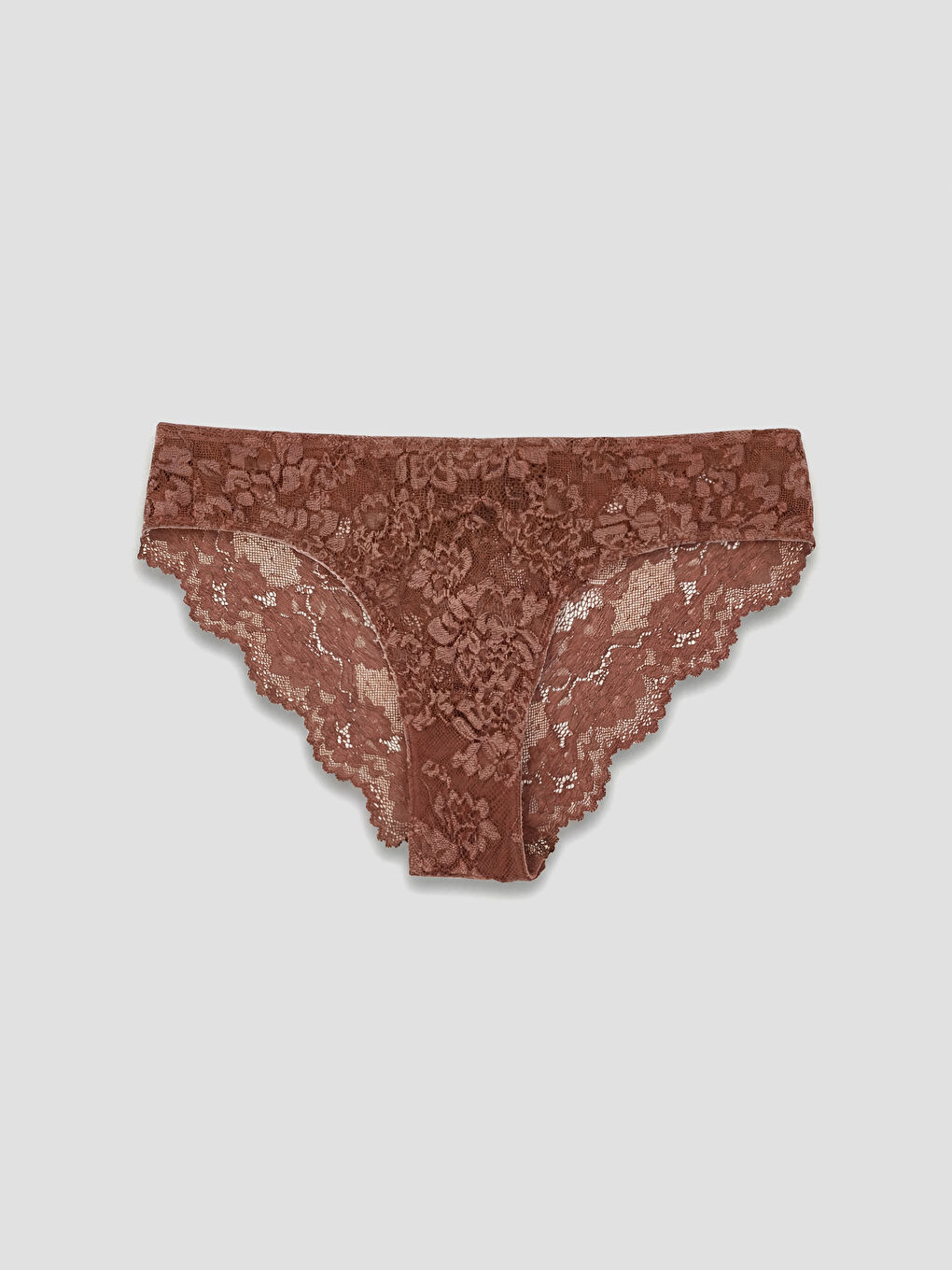 Kahverengi Dantelli Bikini Külot