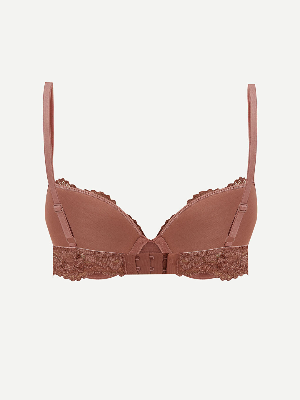 Kahverengi Balenli Yarım Dolgulu Dantelli Tişört Sütyen-1