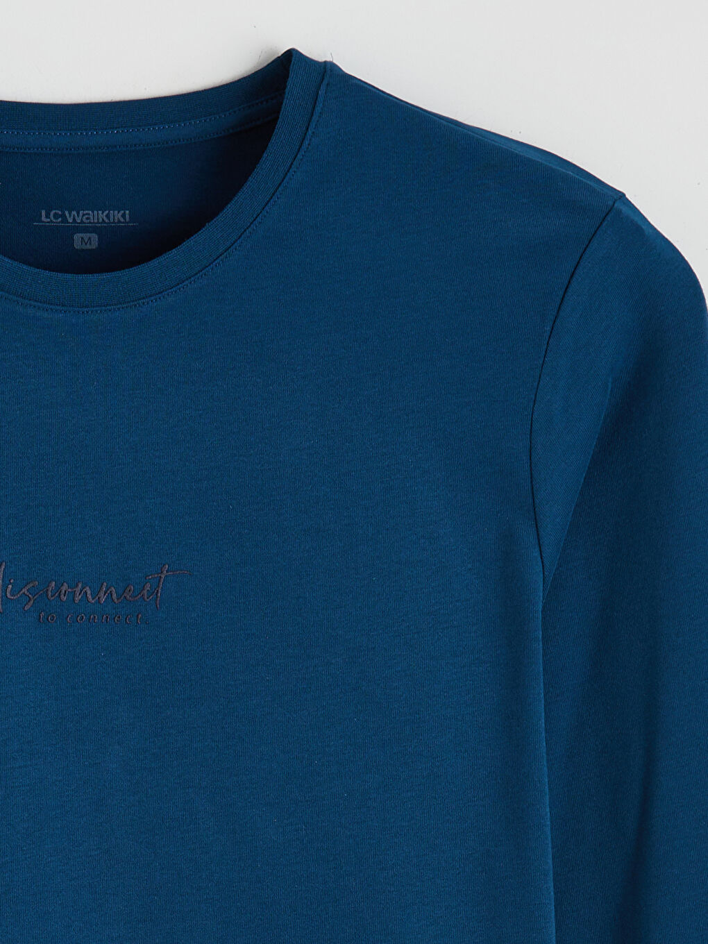 Mavi Bisiklet Yaka Baskılı Penye Erkek Pijama Üst-1