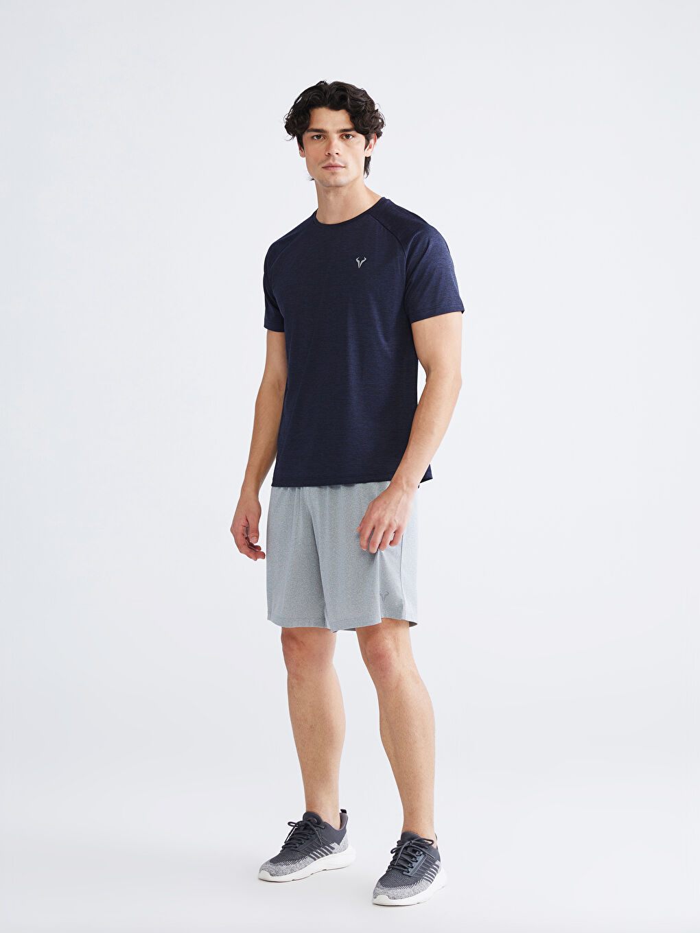 Lacivert Bisiklet Yaka Erkek Spor Tişört-1